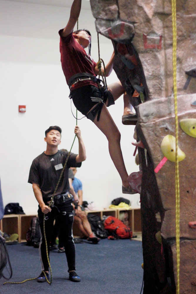 assisted rock climb